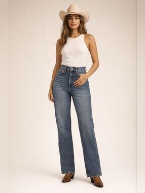 Urban Outfotters BDG Womens High-Rise Distressed Cowboy Jeans Medium Wash Sz 25